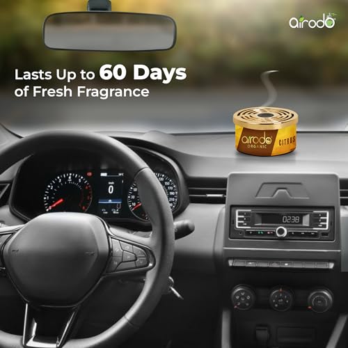 Image of Airodo One Citrus Organic Air Freshener, Strong Fiber Air Freshener to Freshen'up Your Air -,Air Accessories interior air fresheners and fresheners (50g with 2 Refill)