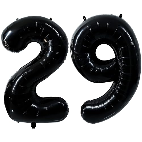 40 inch Black 29 Number Balloon Giant Foil Helium Balloons Black Large Digital Balloon 29 Number 29 Balloons for 29th or 92nd Birthday Party Decorations Anniversary Events Decoration Supplies