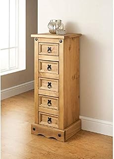 Corona Chest Of 5 Drawers Narrow Chest, Mexican Solid Pine
