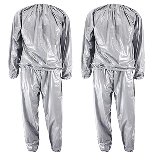 Traje de sauna para pérdida de peso talla L pack de 2 conjuntos de sudoración color plata