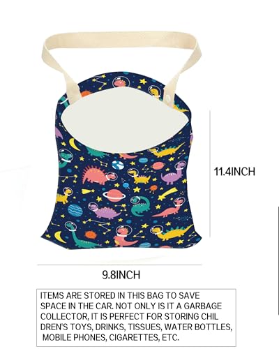 Image of Car Trash Can, Durable Hanging Car Trash Garbage Bag, Cute Automotive Garbage Cans Organizer, Cute Colorful Dinosaur