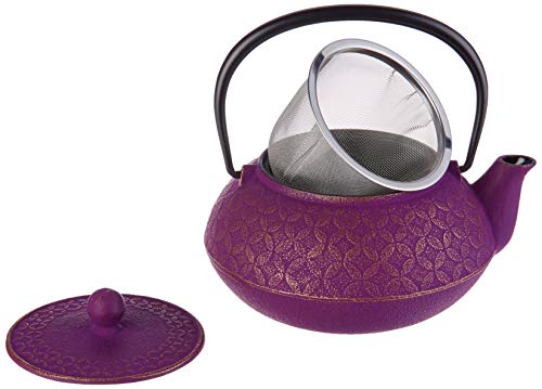Iwachu Seven Jewels Design Japanese Iron Tetsubin Teapot, Gold And Purple #TOP3