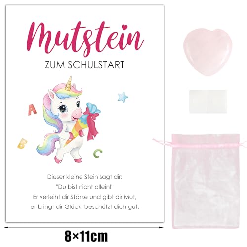 BOFUNX Mutstein Einschulungsgeschenk Schulkind Geschenk, Mutstein + Karte + Organzasäckchen, Schulanfang Schulstart Geschenk Schultüte Geschenk Schultüte Füllung