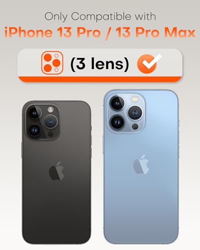 Image of TOCOL Camera Lens Protector for iPhone 13 Pro Max /iPhone 13 Pro Tempered Glass HD Individual Scratch Resistant Camera Cover Accessories Case Friendly 2 Pack(Black)
