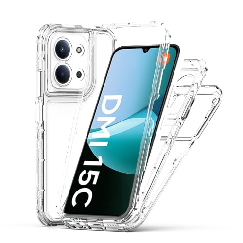 Pełna ochrona zawiasów dla Xiaomi Redmi 15C 4G wersja europejska 173MM krystalicznie przezroczyste etui, odporne na wstrząsy ochronne etui na telefon, odporne na zarysowania ochronne etui ochronne na