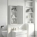 Teenpull Armadietto da bagno da parete in legno bianco, 30 x 14 x 70 cm, con 2 ripiani, montaggio a parete per mobili da bagno, salvaspazio e salvaspazio nella stanza degli ospiti e lavanderia