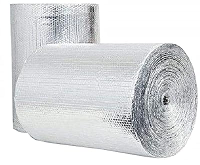 Double Bubble Reflective Foil Insulation Poly-Air Foam Core Radiant Barrier Film Heat Blocker Heat Guard No Tear for Winter Summer Weatherproof Attics Windows Garages RV's Ducts Barns ETC (1ft x 25ft)