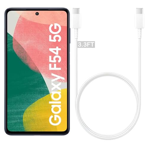 Image of Samsung Original Type C to C Charger Cable Compatible with Samsung F54 5G Cellular Phone,USB-C Charging Cable 1M for Galaxy S23,S22,S21 Fe Series Type C Power Data Sync PD Cord Support 45W-White