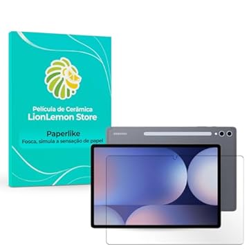 Película Paperlike para Samsung Galaxy Tab S10+ e S10 FE+ Plus, tela 12.4" - Premium Fosca de cerâmica - Proteção e Alta definição para o seu Tab - LionLemon Store