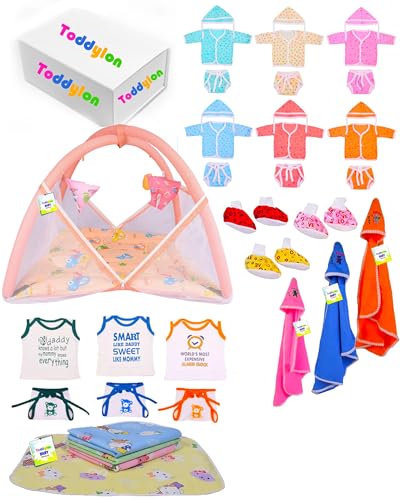 Image of Toddylon All in One Daily Essential in One Pack 36 in 1 New Born Baby Products Gift Packs | Hospital Kit Combo | Infants Boys Girls | Perfect for Newborns | Ideal for 0-6 Months (Orange)