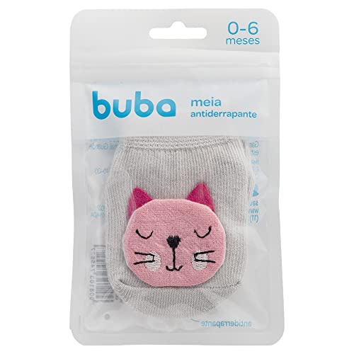 Buba, Meia Antiderrapante Com Aplique Gatinho - Pp