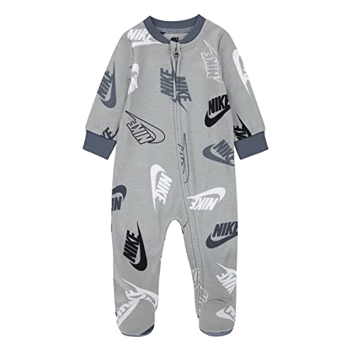 Image of Baby Logo Zip Footed Sleep and Play (6M, Light Smoke Gray)