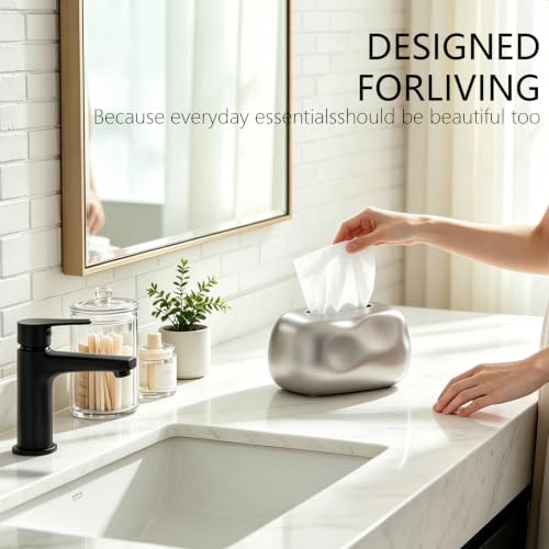 Decorative Tissue Box Cover Ceramic Modern Tissue Box Holder Facial Napkin Holder Tissue Box Dispenser for Bathroom Vanity, Living Room, Bedroom Dresser, Night Stand, Kitchen Countertop Office Desk by CAQ - Used condition - Image 2