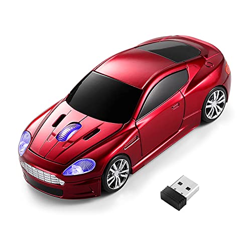Aikchi Ratón inalámbrico para coche deportivo, ratón inalámbrico para ordenador portátil, ratón óptico de 2,4 GHz para MD (rojo)