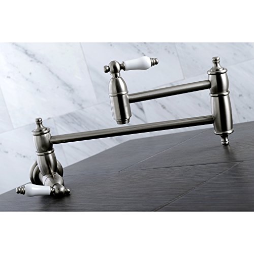 Kingston Brass KS3108PL Restoration Wall Mount Pot Filler Faucet, 13" Length, Brushed Nickel by Kingston Brass - Image 2