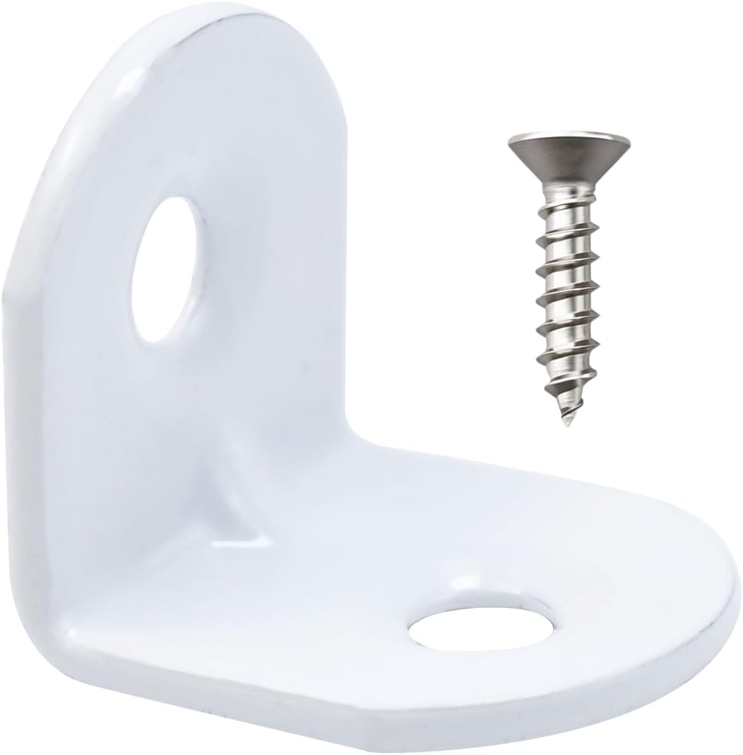 0.75" L Bracket Corner Brace, 90 Degree Right Angle Brackets Stainless Steel, Heavy Duty Shelf Braces for Wood Furniture, Tables, Chairs, Cabinets, 20Pcs White