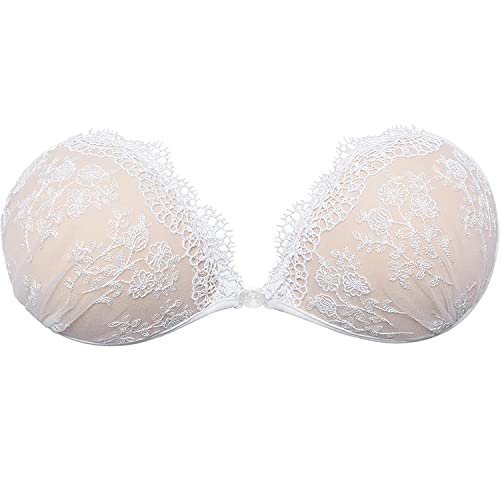 ELizoop Soutien-Gorge AdhéSif Invisible, Soutien-Gorge AdhéSif RéUtilisable En Dentelle, Soutien-Gorge Sans Bretelles Pour Femmes, Robe Dos Nu (Color,B) Cover