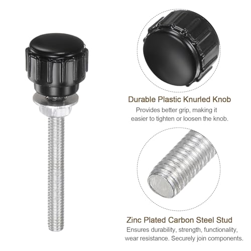 QUARKZMAN 4 Stück Rändelschraube mit Gewinde M4 x 40mm Rundkopfschraube Rundgriffschraube Rundgriffbolzen Klemmknöpfe 14mm Handknöpfe Daumenschrauben Spannschraube für Industrie Maschine