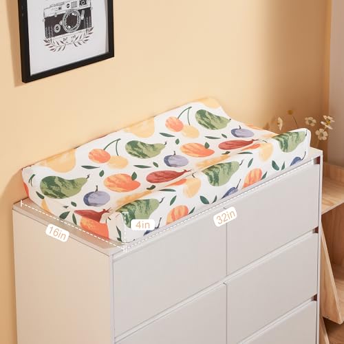 Image of Baby Changing Pad Cover, Changing Table Cover for Girls Boys, Ultra Soft Breathable, 2 Pack Fruit Shadow & orangish