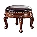 Skórzany obrotowy mały podnóżek, stołek podnóżka z litego drewna w stylu vintage, okrągły stołek z podnóżkiem osmańskim wielofunkcyjny fotel akcentujący-D 38x38x34cm (15x15x13 cali)