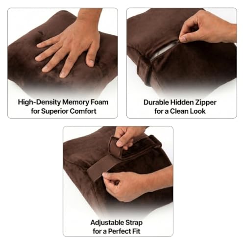 Image of Relaxer Office Chair Neck Rest | Ergonomic Cervical Neck Support Cushion for Office, Gaming & Study Chair | Relieves Neck Pain, Shoulder Tension & Desk Fatigue | Adjustable Strap (Brown)
