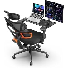 Newtral Ergonomic Office Chair with Fully Adaptive Lumbar Support, 136Tilt Function, Computer Desk Chair with Soft 4D Armrest, Adjustable Headrest Upgrade with Laptop Tray, Black