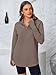 PRETTYGARDEN Womens Long Sleeve Quarter Zip Pullover Sweater Casual Loose V Neck Collared Ribbed Knit Jumper Tops Thumb Hole(Light Brown,Small)
