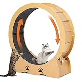 Katzenlaufrad Extra Groß 87 cm, Ultraleises Laufrad Katze mit Teppichmatte, Spielzeug-Set & Sicherheitsverriegelung, Stabil für Alle Katzenrassen