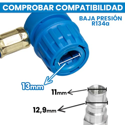 Miniatura 6 de Ac Kit Completo Recarga Aire Acondicionado Coche Con Aceite Sellador Detector Tapa Fugas, Sustituto Gas Refrigerante R134a R12, Manómetro Lp, Natural Y Ecológico Recambio Compatible Coches 1992-2016