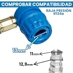 AC Kit Completo Recarga Aire Acondicionado Coche con Aceite Sellador Detector Tapa Fugas, Sustituto Gas Refrigerante R134a R12, Manómetro LP, Natural y Ecológico Recambio Compatible Coches 1992-2016