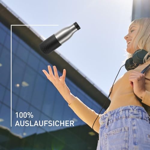 Emsa Bludrop Sleeve Isolier-Trinkflasche, 0,5 Liter, 100% dicht, Quick-Press Verschluss, Ergonomischer 360° Trinkgenuss,12h warm, 24h kühl… – Ansicht 2
