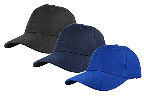 Image of Gelante Plain Baseball Cap Adjustable Back Strap 3 PC