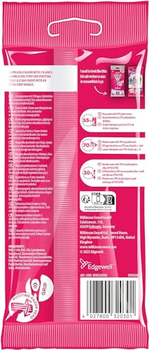 Wilkinson Sword Extra 3 - 4 Maquinillas Desechables Óptimas Para el Afeitado Femenino, Depilación Sin Irritación: Formato: 4 unidades - imagen 2