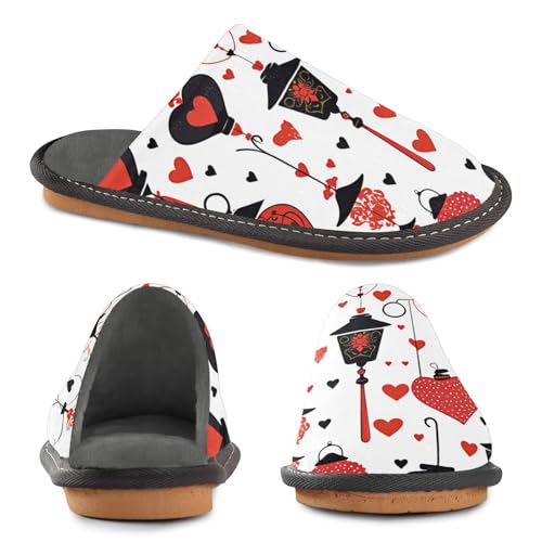 JUNZAN Hearts and Lanterns Memory Foam Slippers for Women Men House Slippers for Bedroom Indoor3