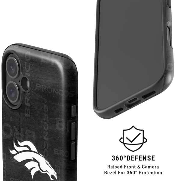Skinit Impact Phone Case Compatible with iPhone 16 Magsafe - Officially Licensed NFL Denver Broncos Black & White Design