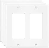 2-Gang Switch Outlet Wall Plate Cover Double Decorator Electrical Faceplate for Light Switch, Receptacle, Dimmers, USB Outlet, GFCI, White (4-Pack)