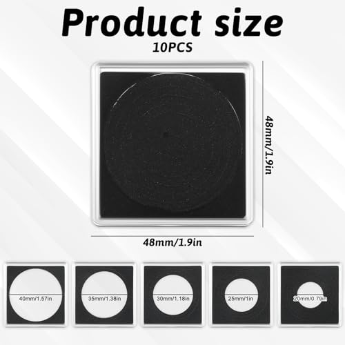 Cajas para Monedas 10 Piezas Transparente y Negro miniatura 2
