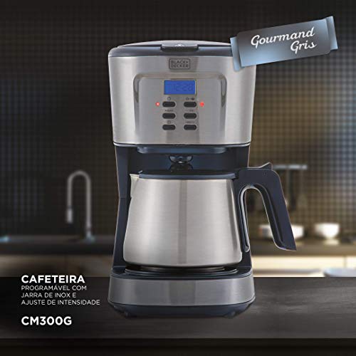 Black Decker Cafeteira com Jarra Inox, Programável, com Ajuste de Intensidade, Modelo CM300G, 127V