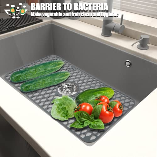 Collapsible Silicone Sink Protectors For Kitchen, 26" X 13.8" Silicone Kitchen Sink Mats For Bottom Of Kitchen Sink, Silicone Sink Protectors For Kitchen Rear Drain Farm Sink, Non-Slip Heat Resistant #TOP3