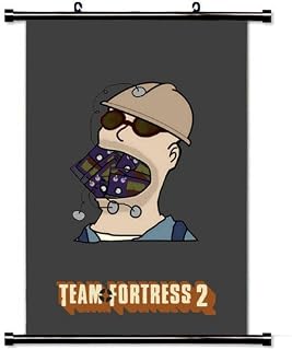 Wall Scroll Poster with Team Fortress Head Helmet Glasses Home Decor Wall Posters Fabric Painting 23.6 X 35.4 Inch