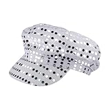 UUYYEO Silver Glitter Sequin Hat - Retro Dress Up Newsboy Cap - Beret - Dance Hat - Birthday Party - Silver