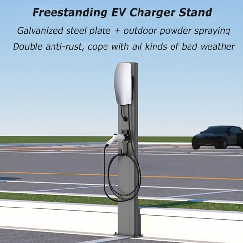 HUIYIN Floor Mount EV Charger Pedestal - Outdoor Weatherproof Electric Vehicle Charging Station, Durable Steel Charging Column & Cable Holder for All Weather Conditions