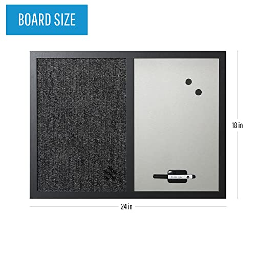 Mastervision Designer Combo Fabric Bulletin/Dry Erase Board, 24 X 18, White/Black Surface, Black Mdf Wood Frame #TOP1