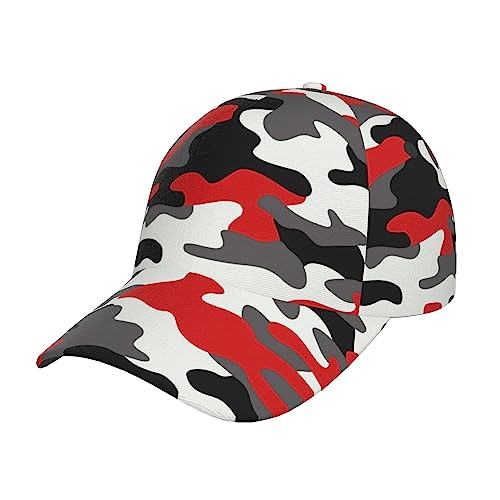 Women Men Baseball Caps, Adjustable Breathable Fashionable Baseball Cap Sun Hat for Sport Golf Mesh Sunbonnet Outdoor (for Military Red Camo Army Camouflage