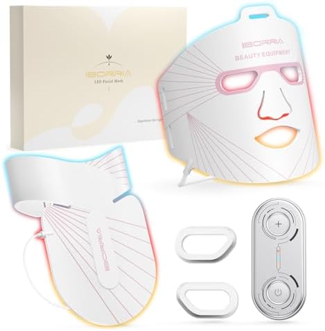 Máscara Facial LED para Rostro, Cuello y Escote, Terapia de Luz I...