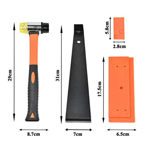 TIMESETL Upgraded Laminate Wood Flooring Installation Kit with 40 Spacers, Tapping Block, Heavy Duty Pull Bar and High-Strength Fiberglass Handle Mallet - Orange - Thumbnail 2