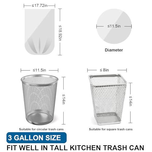 T.FORING 3 Gallon Trash Bags Drawstring 0.96 Mil - 120 Count 12 Liter Small Garbage Bags for Bathroom, Strong White Unscented Plastic Wastebasket Bin Liners for Toilet Office and Bedroom