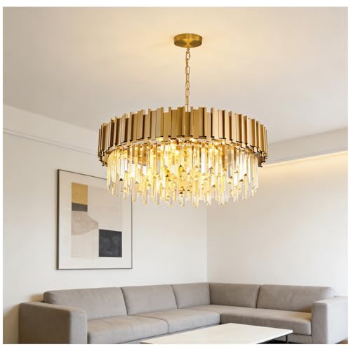 żyrandole światło Sufitowe, Nowoczesny Luksusowy Okrągły Kryształowy żyrandol, Trzy Kolorowe światło Dodaje Więcej Luksusowych Elementów Do Wystroju Domu(Size:40cm)