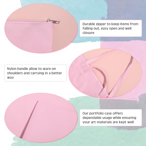 Image of Abbylike 1 Pcs 48 x 36 Inch Art Portfolio Bag Large Size Art Supply Bag with Nylon Shoulder Waterproof Poster Board Painting Drawing Sketch Storage Carry Case for Artwork Gift Supplies (Pink)