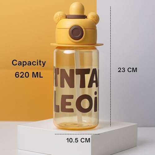 Image of Veejet Joyland Kids Water Bottle - Sipper Water Bottle for Kids - Water Bottle for School - Water bottle for Girls and Boys, BPA-Free, Spill-Proof, Perfect for School and Play - 620 ML (Yellow)